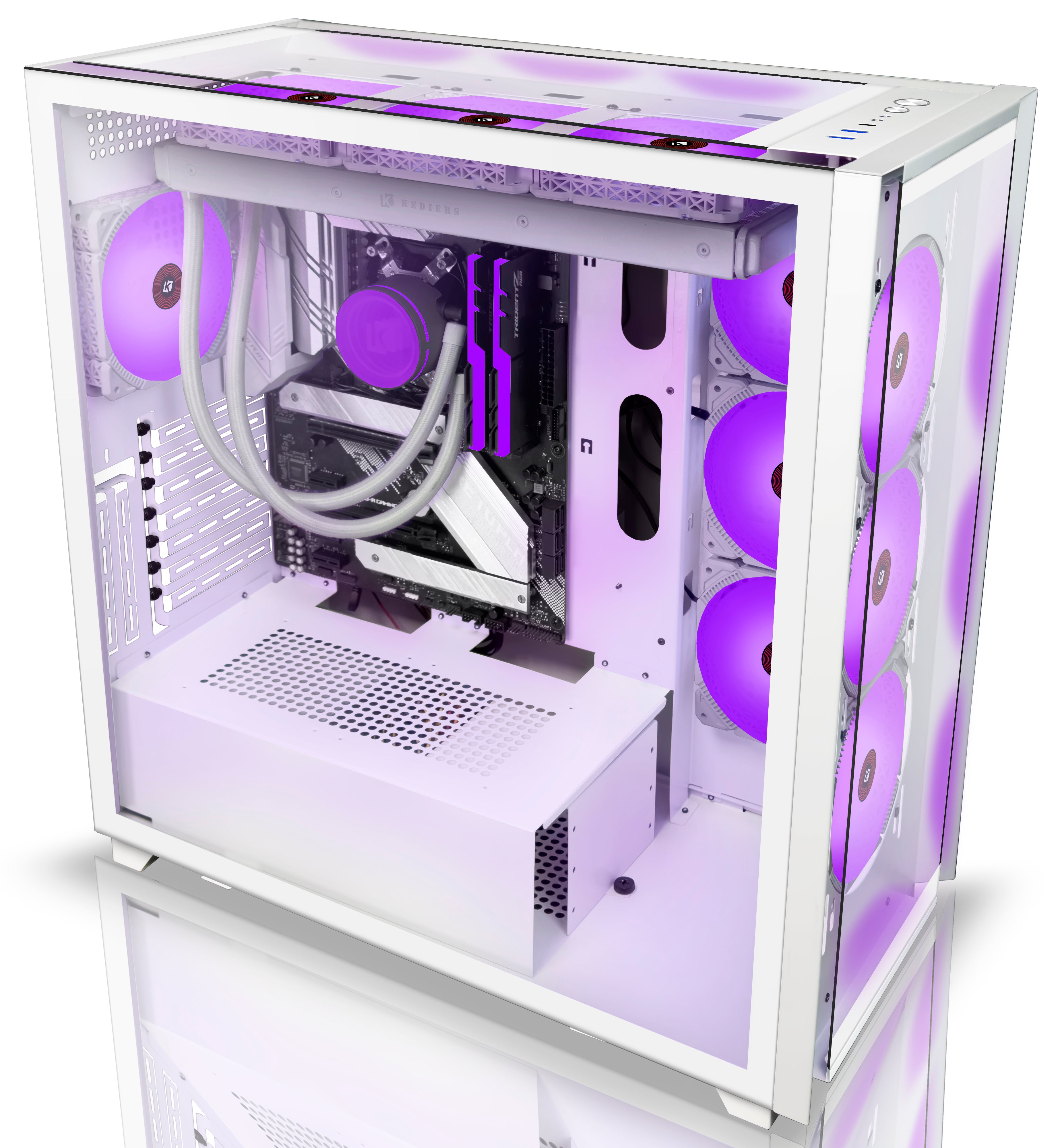 KEDIERS PC Case - ATX Tower Tempered Glass Gaming Computer Open Frame Case  with 7 RGB Fans
