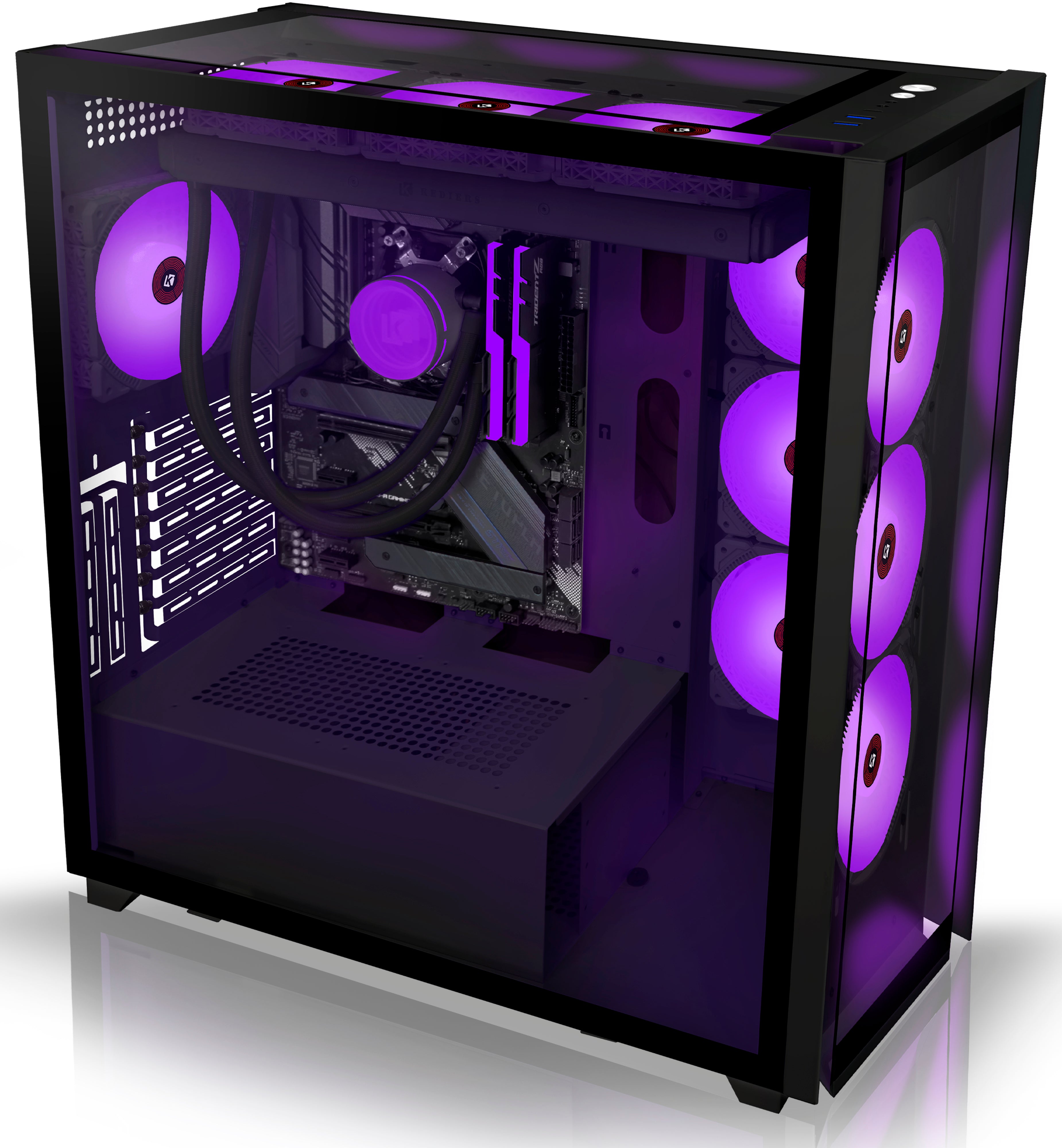 Gaming PC Computer Case RGB LED Mid Tower ATX Tempered Glass 6x