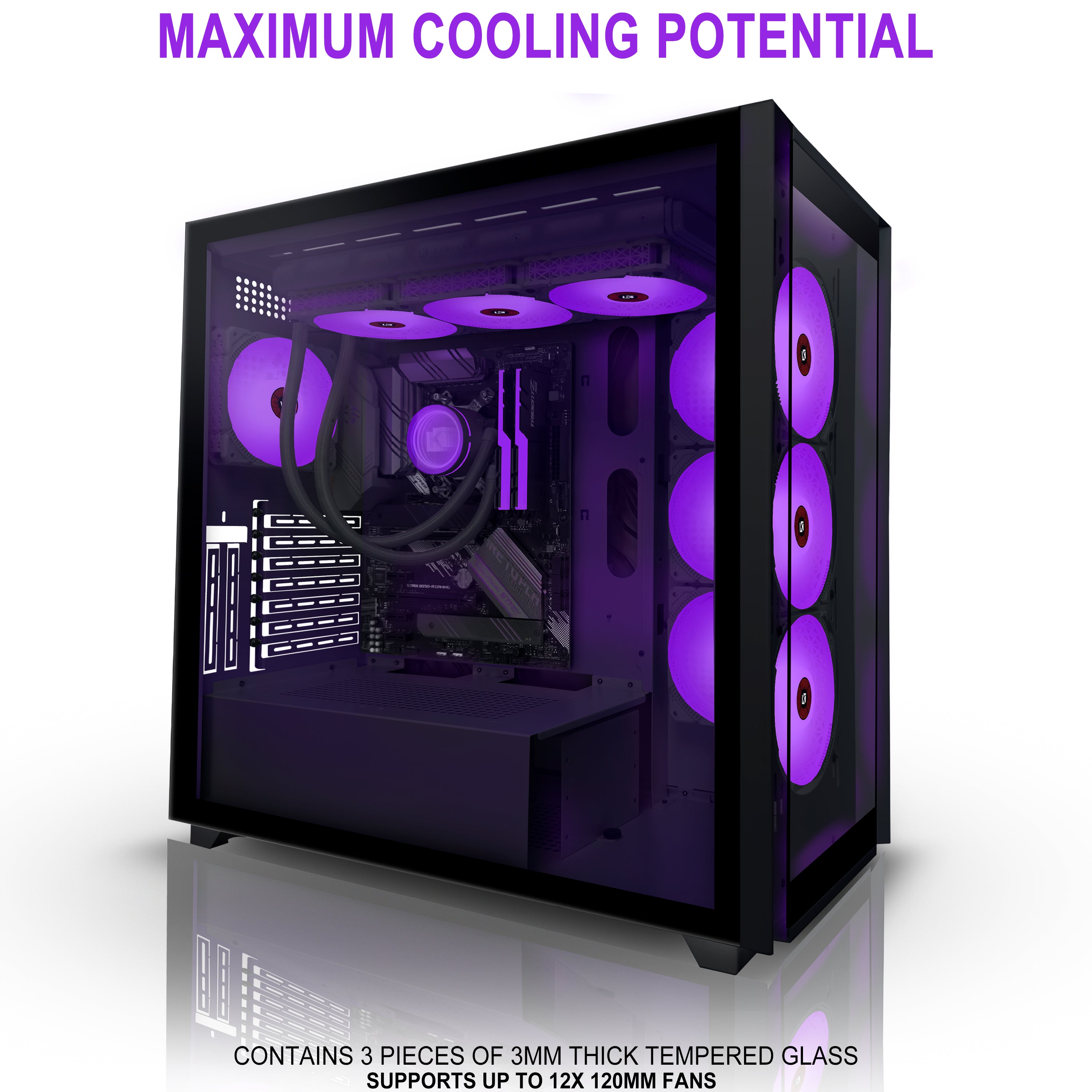 KEDIERS PC CASE Micro-ATX Mid Tower Case Tempered Glass Gaming Computer  Case (Fans are not Included)