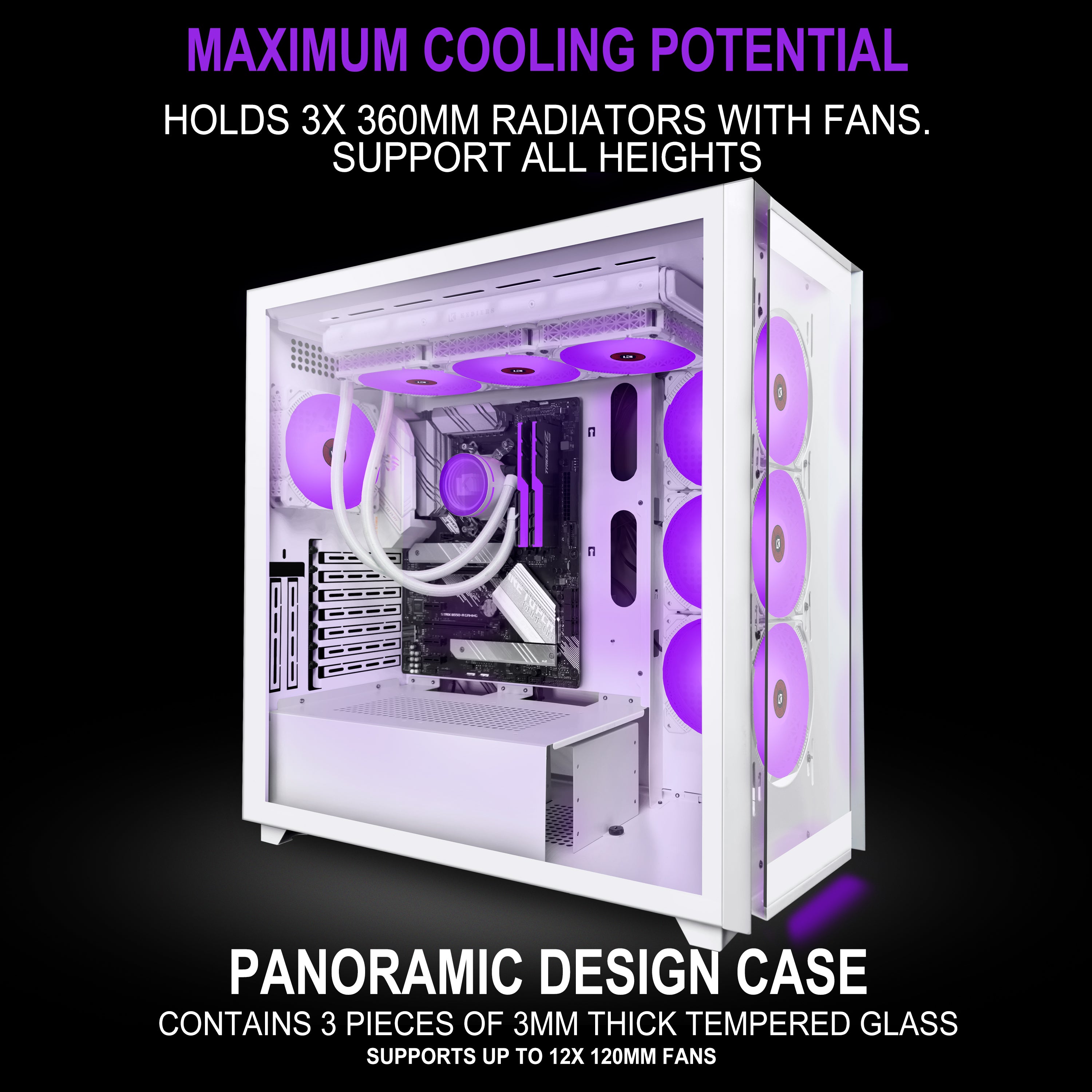 KEDIERS Micro ATX Tower PC Case 7 ARGB Fans Gaming PC Mini Case with  2*Tempered Glass