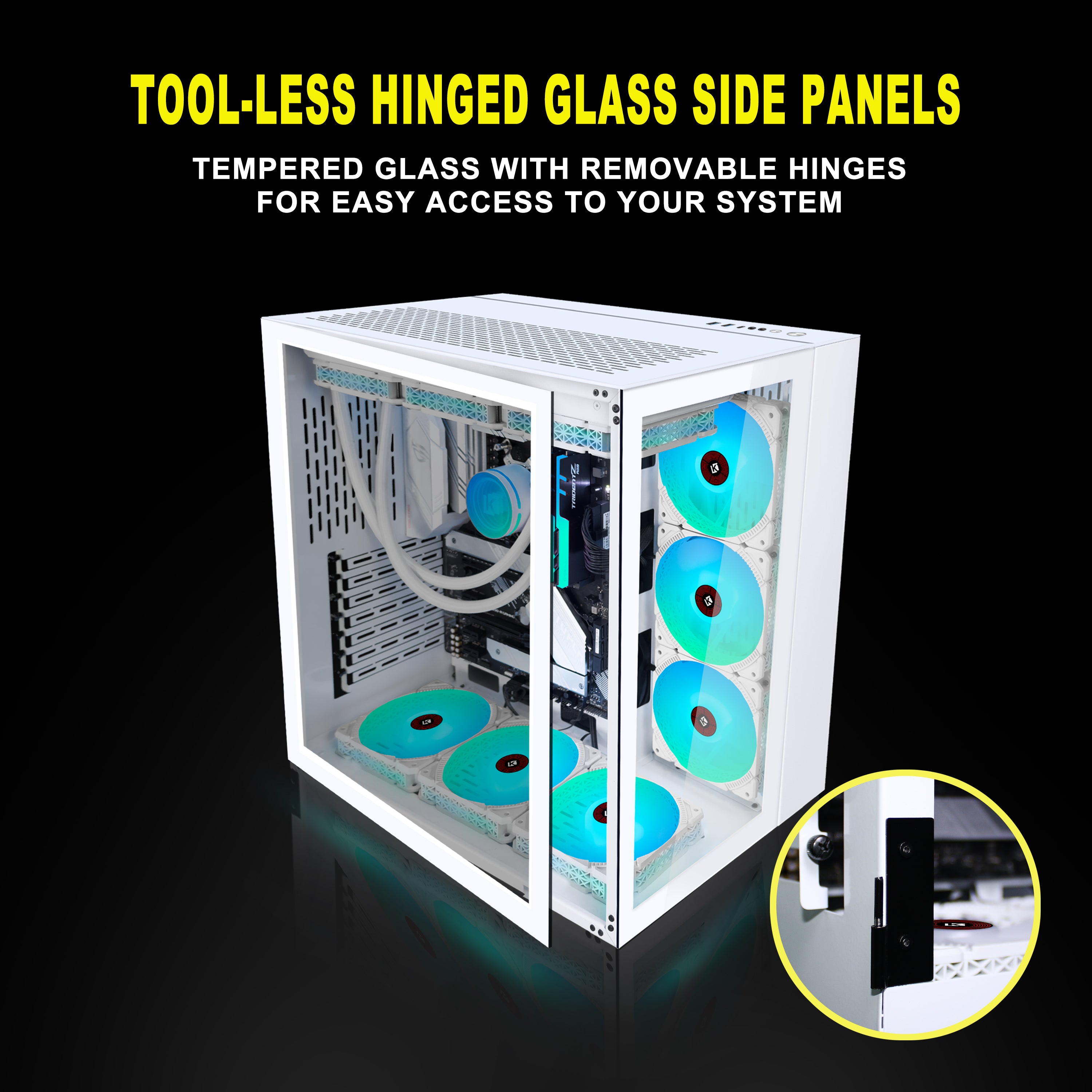 KEDIERS PC Case - ATX Tower Tempered Glass Gaming Computer Case with out  ARGB Fans, C590