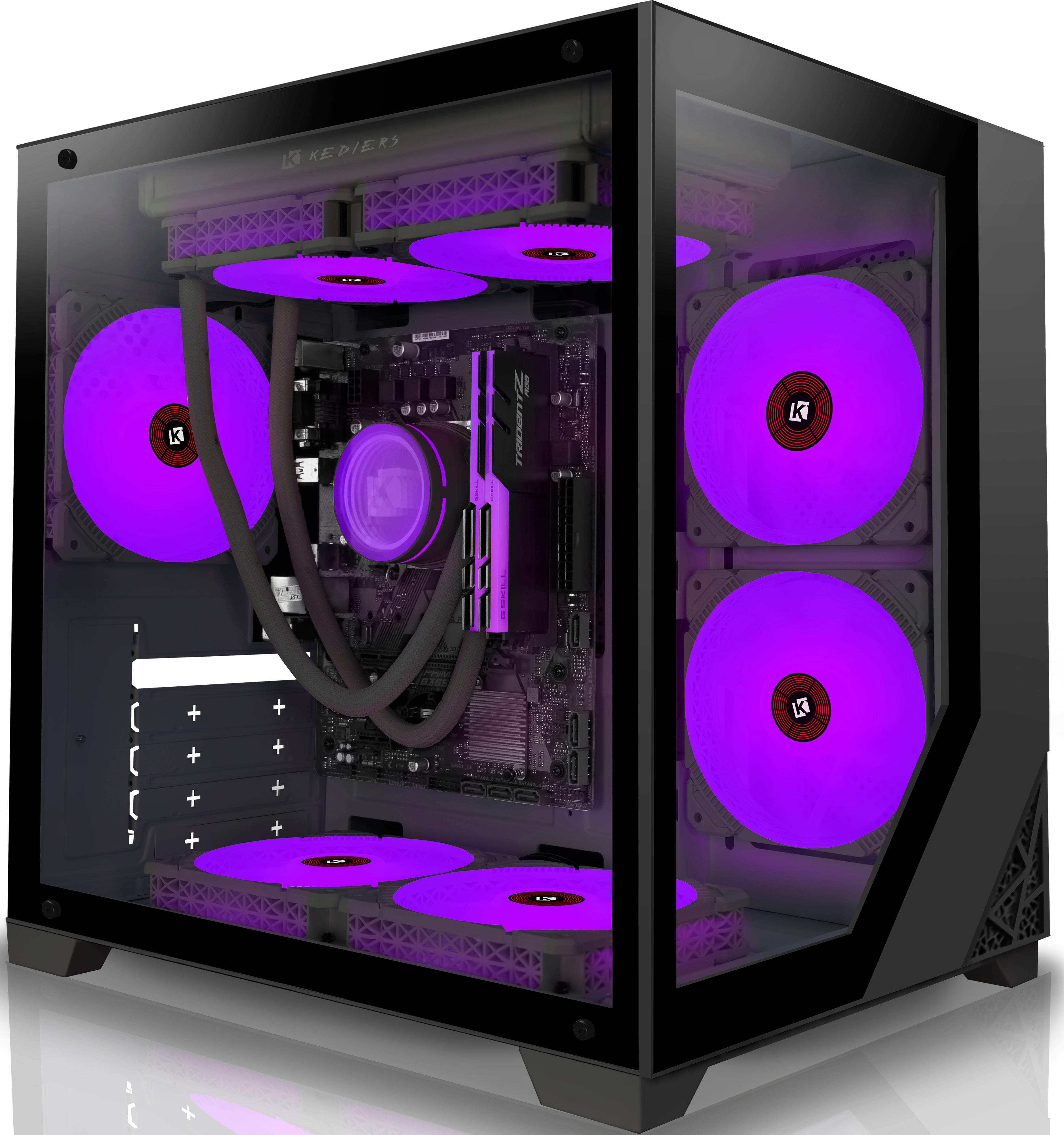 KEDIERS PC Case - C770 M-ATX Tower 2*Tempered Glass Gaming Computer Case with 7 ARGB Fans