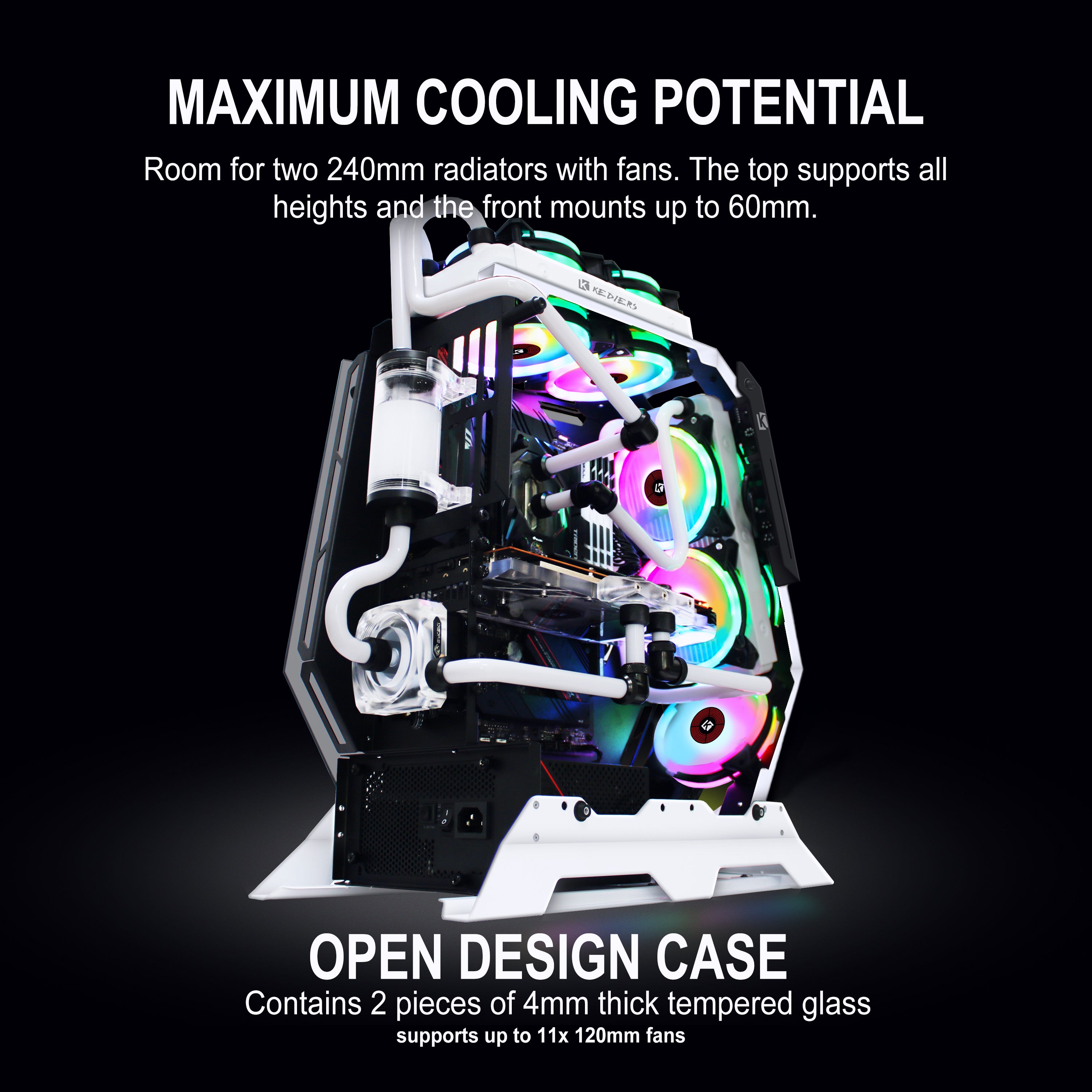KEDIERS 7 PCS RGB Fans Computer ATX Mid-Tower PC Gaming Case Open