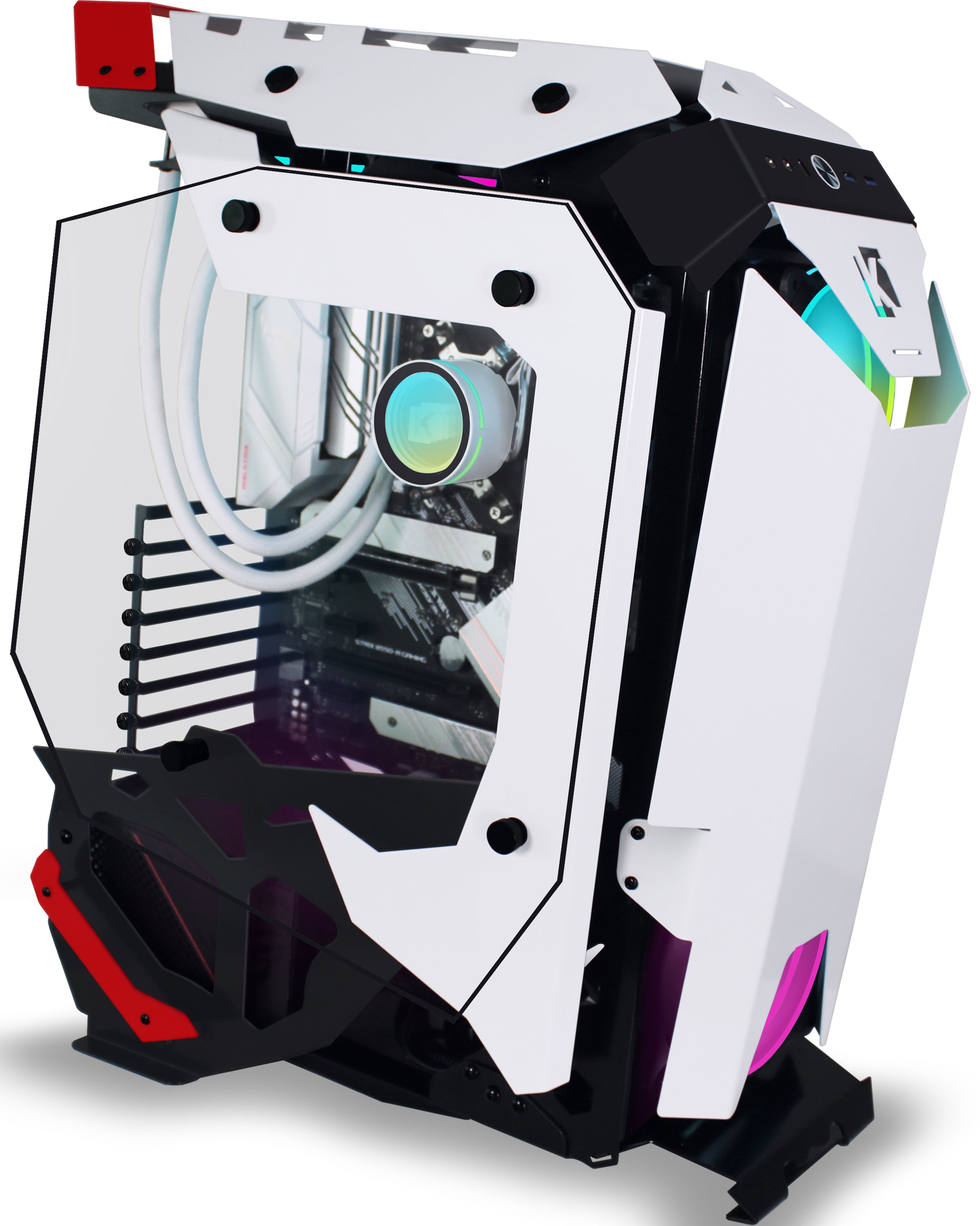 KEDIERS C650 Mech PC Case - ATX Tower Gaming Computer Case with Tempered Glass,White