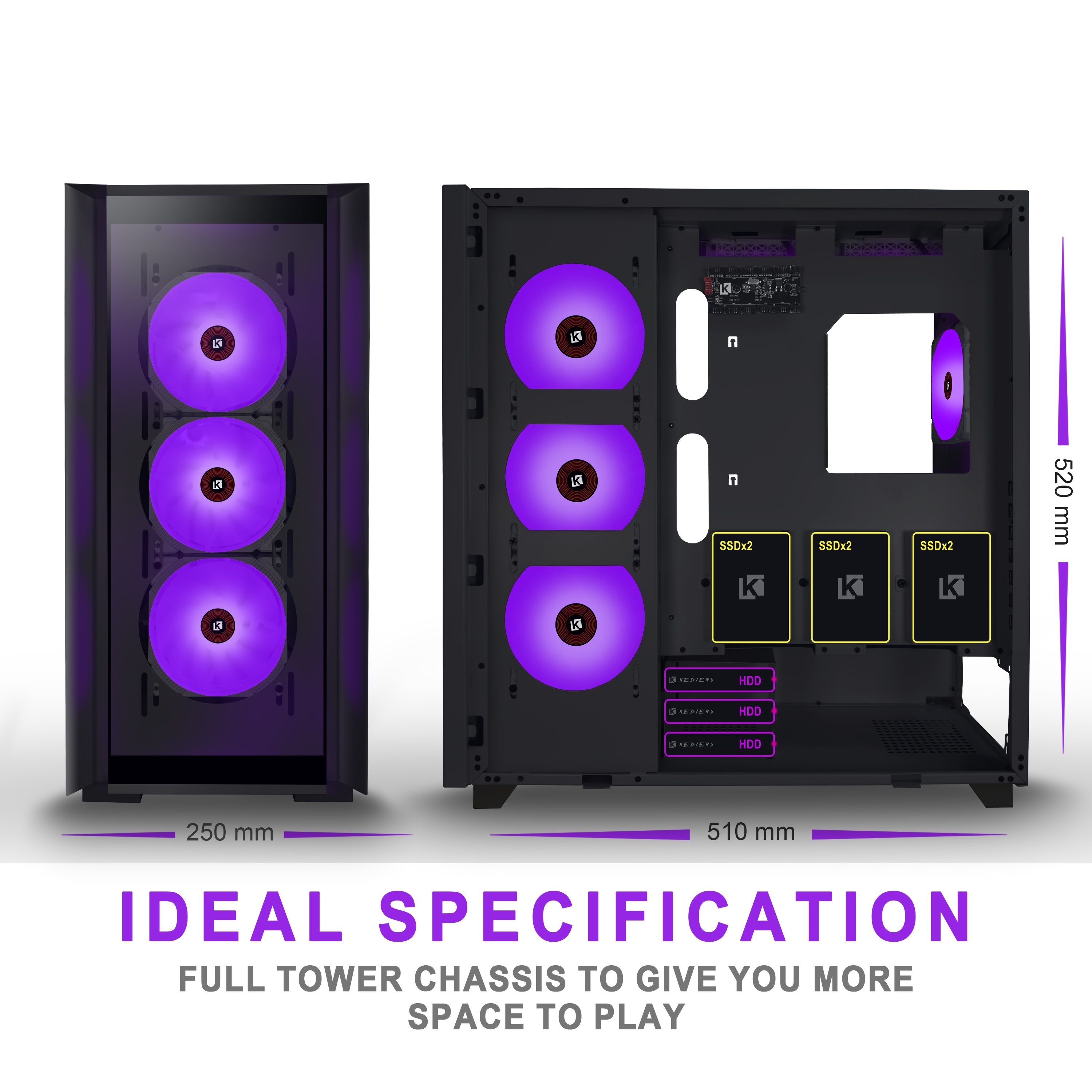  KEDIERS Micro ATX Tower PC Case 7 ARGB Fans Gaming PC