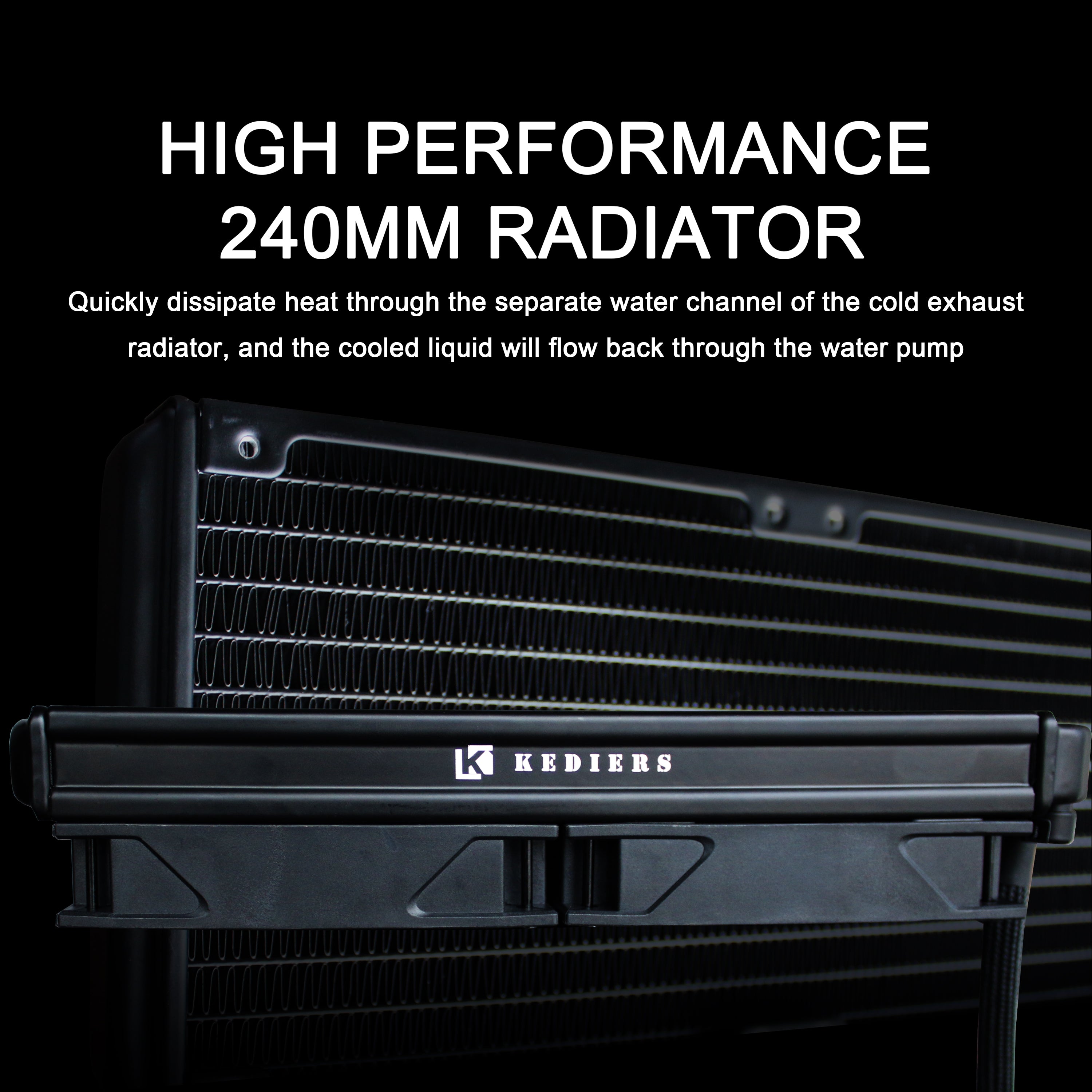 KEDIERS 240mm AIO RGBCPUリキッドクーラー回転インフィニティミラーデザインRGBコネクタ120mmラジエーターRGBファンマザーボード同期とインテリジェント温度制御