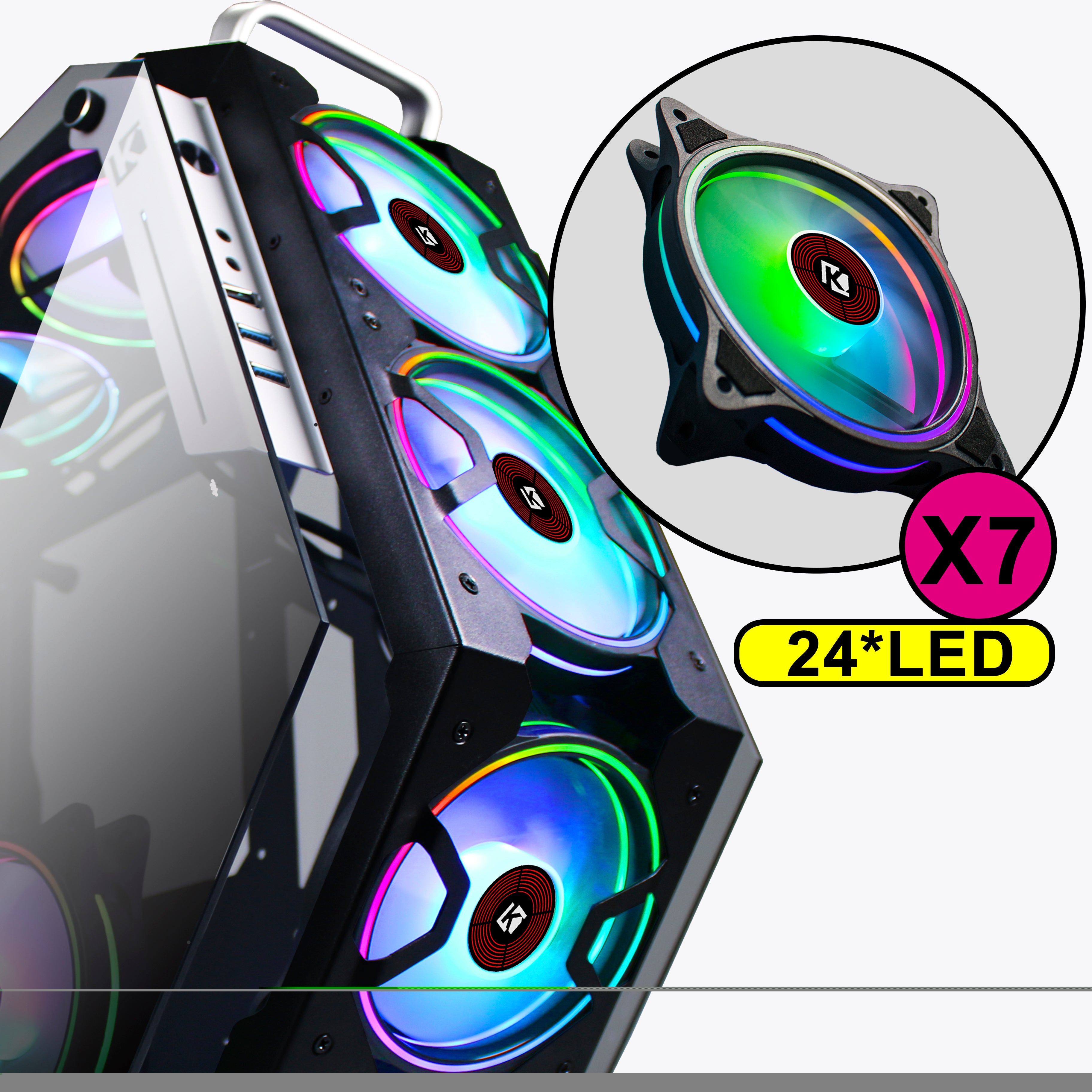 KEDIERS RGB Case Fans 120mm Silent Computer LED Cooling PC Case(SINGLE FAN  ONLY)