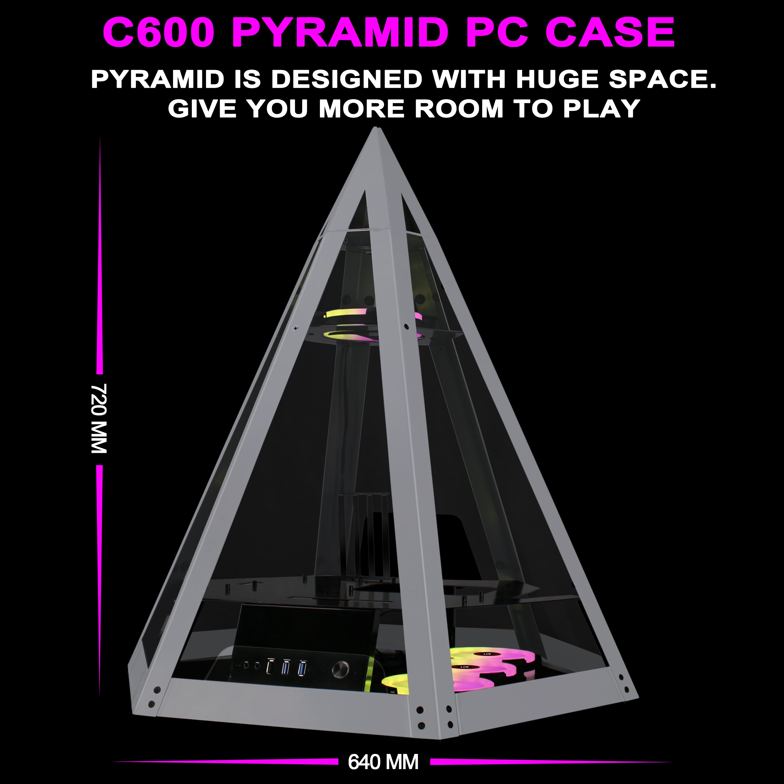 KEDIERS Diamond Pyramid ATX Innovative Gaming Computer C